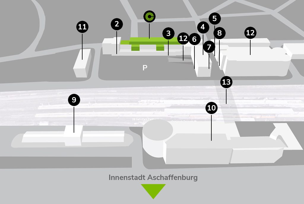 Complex Standort Map Aschaffenburg Rhein-Main Hanau Frankfurt Würzburg